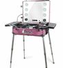 rolling makeup train case, pink travel beauty trolley cosmetic b